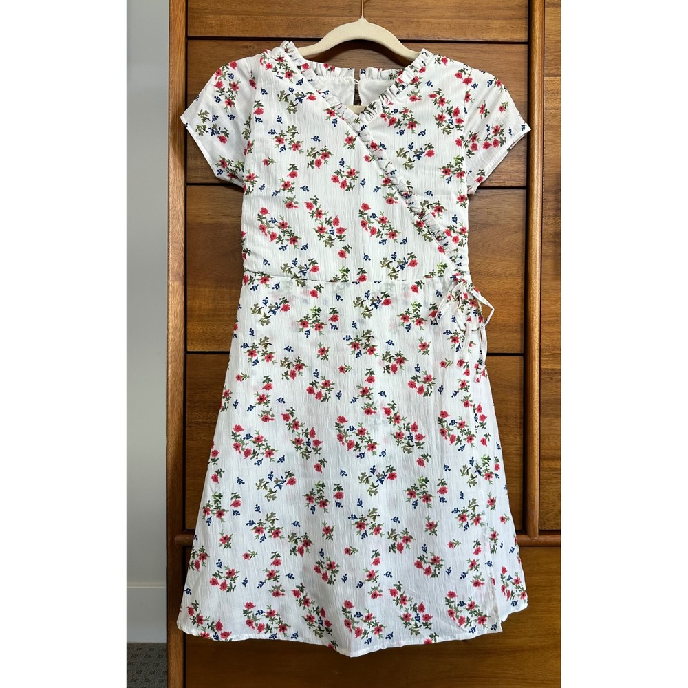 Pippa & Julie Floral Wrap Dress Size 12 White Red Excellent